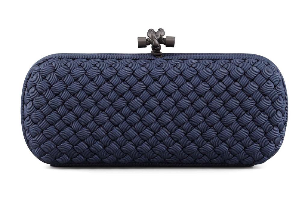 Bottega Veneta Woven Faille Large Knot Clutch Bag, Blue