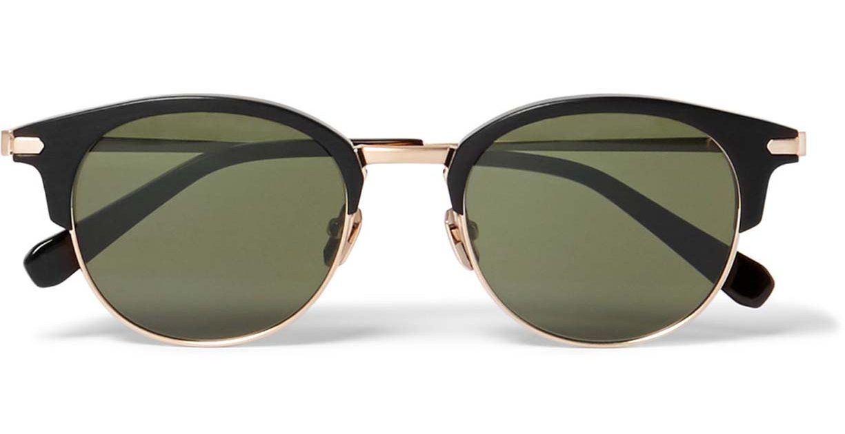 Brioni Round-Frame Acetate And Gold-Tone Metal Sunglasses