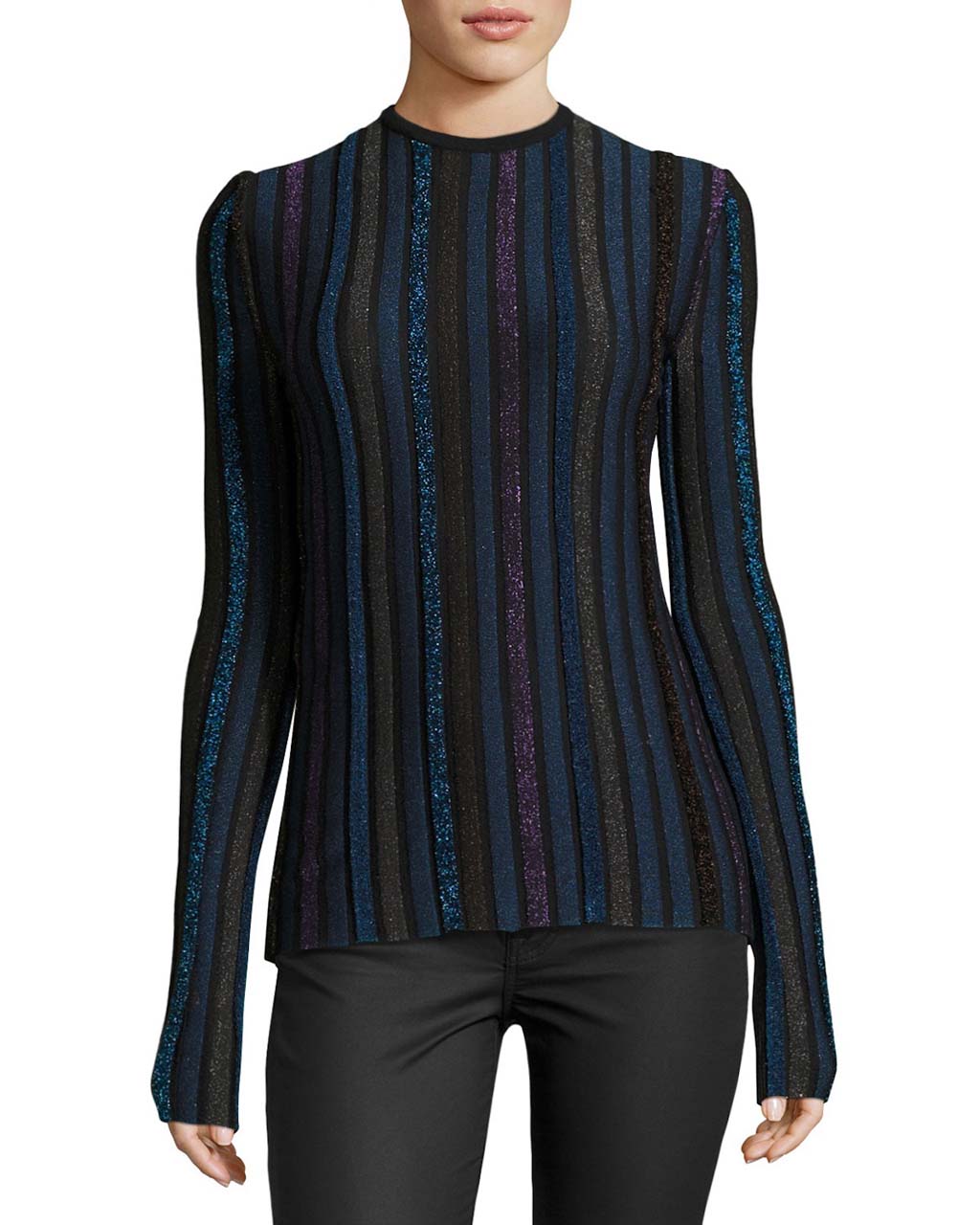 Nina Ricci Metallic-Striped Knit Sweater, Multi