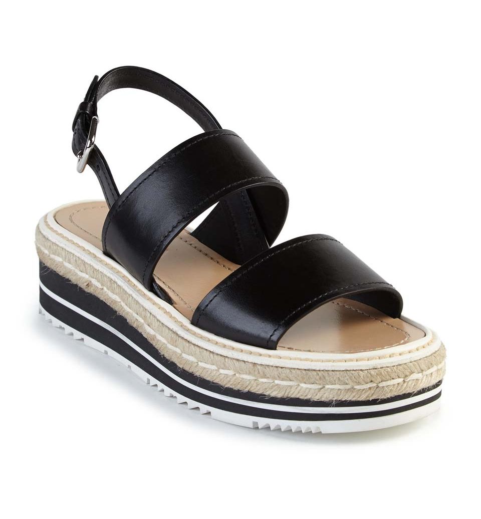 Prada Microsole Leather Double-Band Sandals