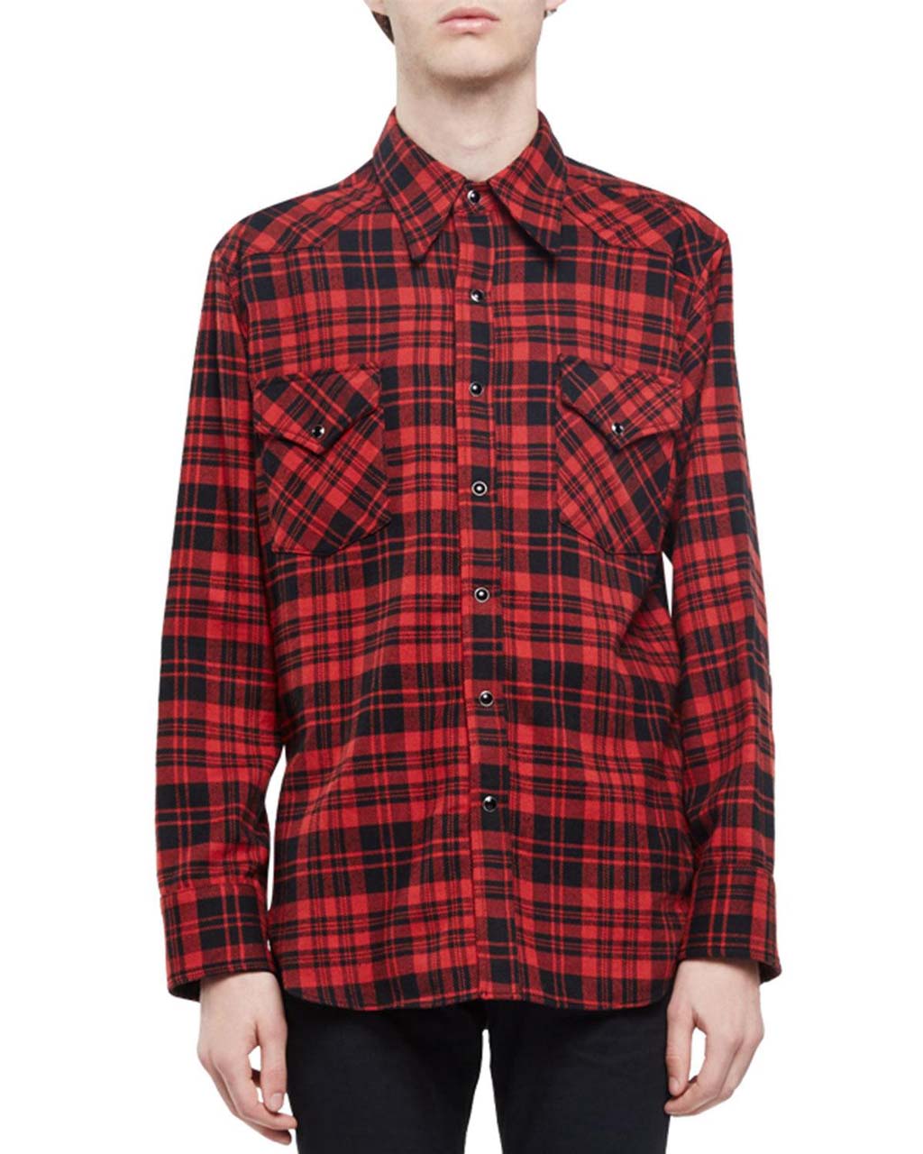 Saint Laurent Check Western-Style Flannel Shirt
