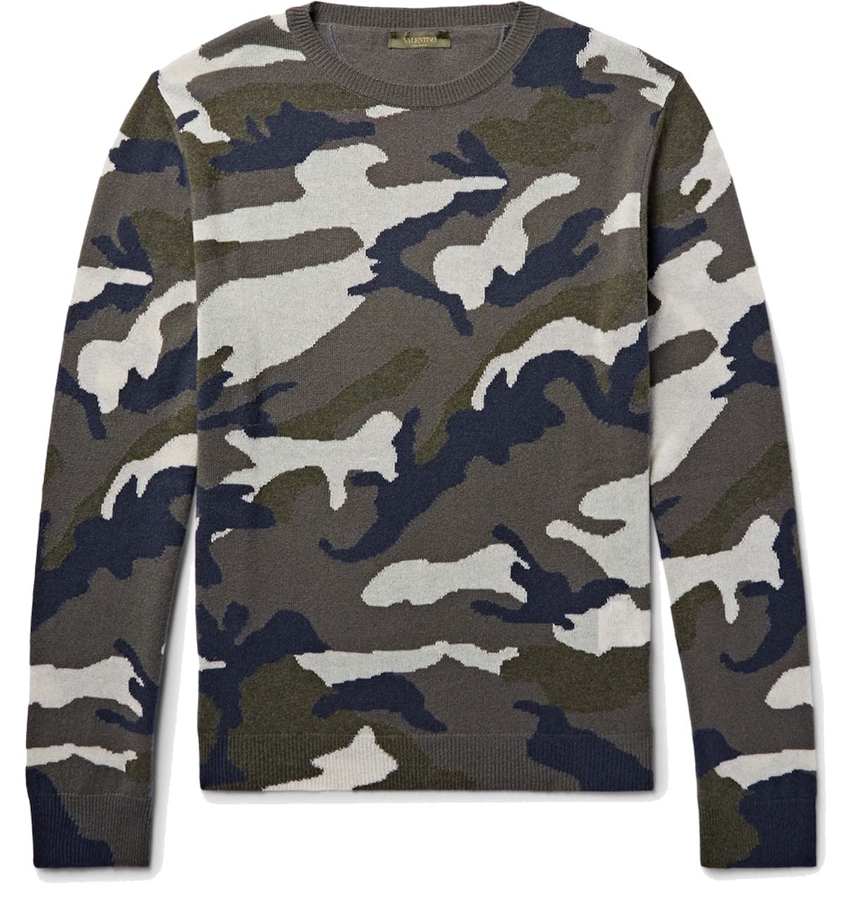 Valentino Camouflage-Intarsia Cashmere-Blend Sweater_1