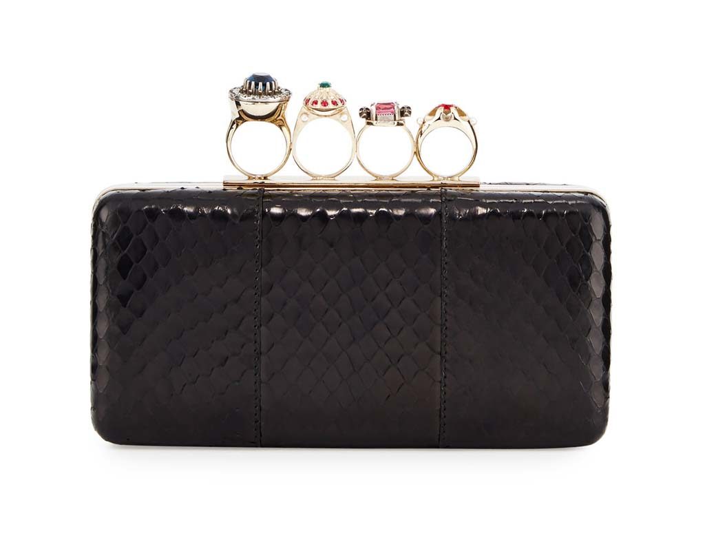 Alexander McQueen Nova Whips Jewelry Ring Snakeskin Box Clutch Bag