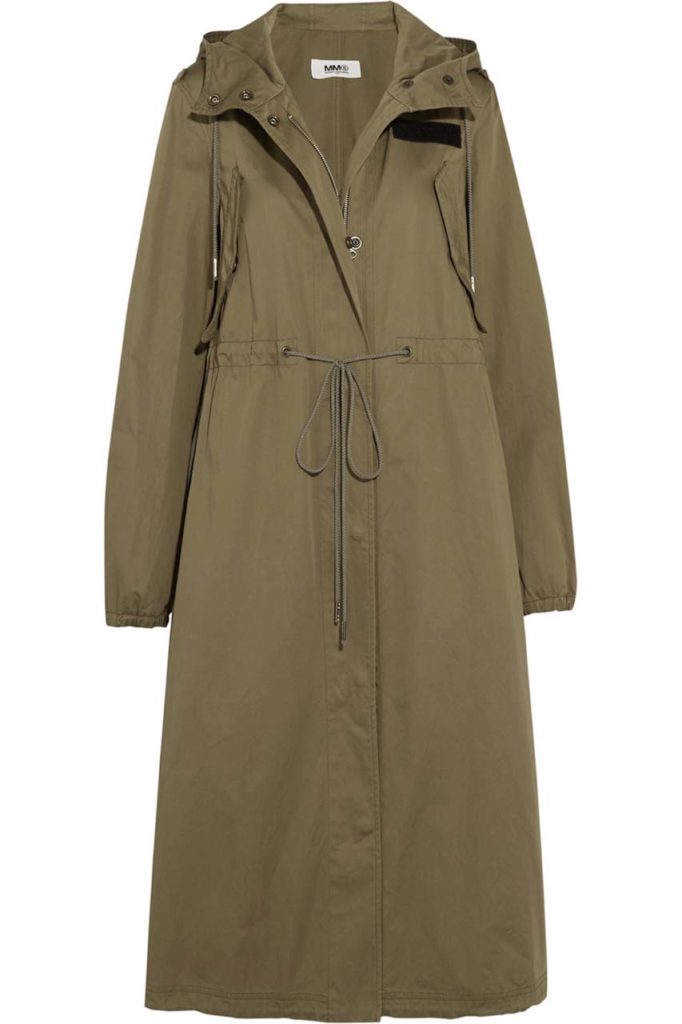 MM6 Maison Margiela Hooded Cotton-Gabardine Trench Coat 1