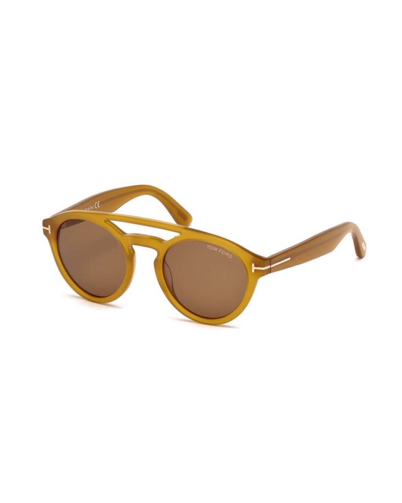 Tom Ford Clint Round Acetate Sunglasses, Amber