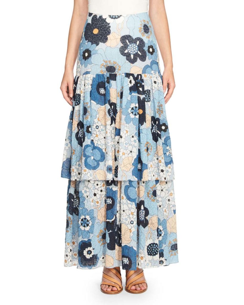 Chloé Tiered Floral Maxi Skirt