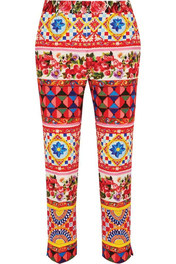 Dolce & Gabbana Cropped Printed Cotton-Blend Jacquard Straight-Leg Pants_1