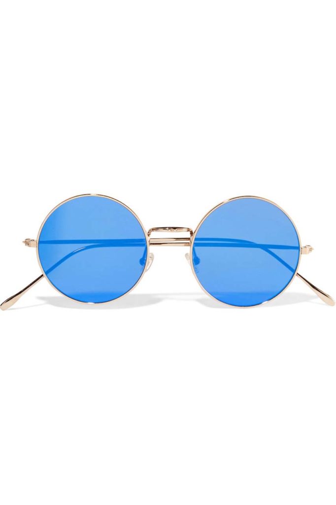 Illesteva Porto Cervo Round-frame Gold-tone Mirrored Sunglasses