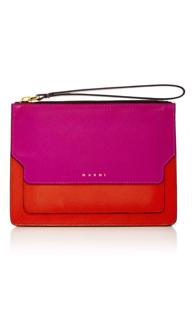 Marni Color-Block Leather Clutch