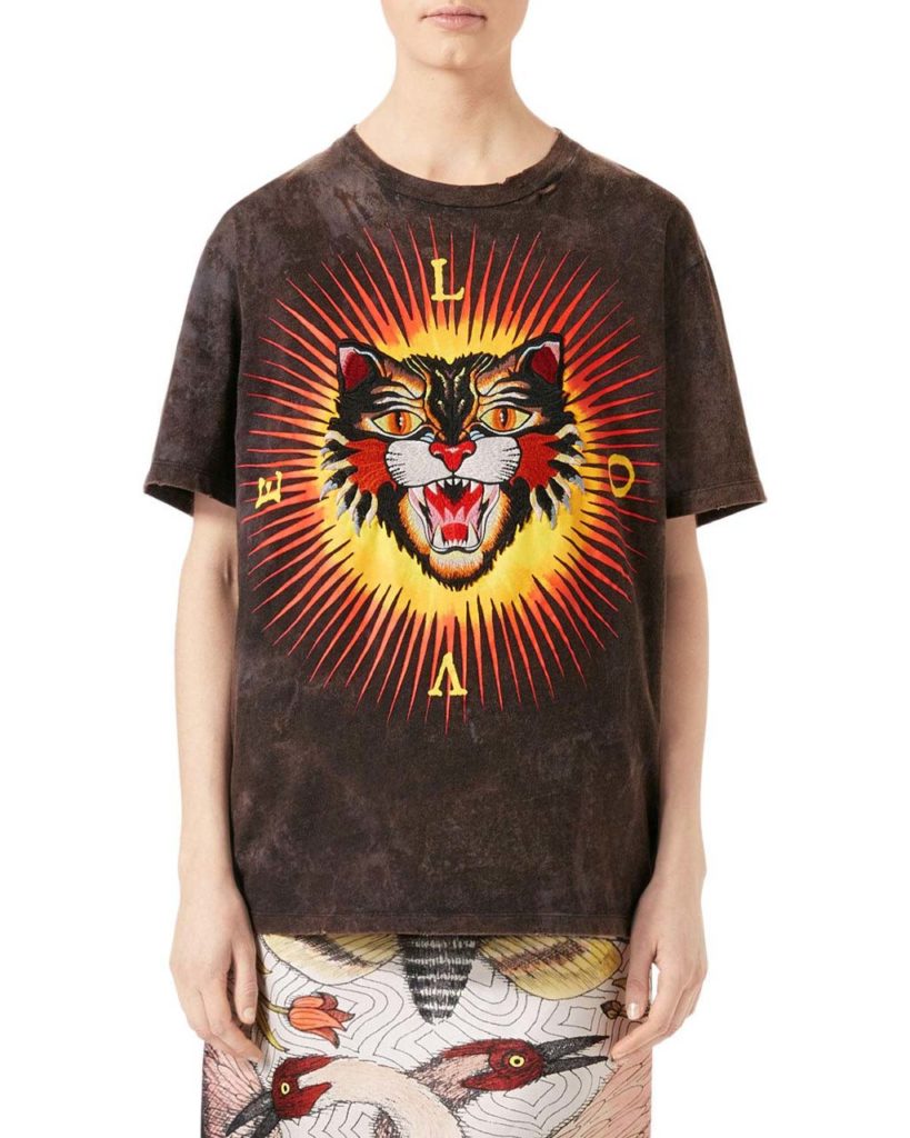 Gucci Embroidered Cat Jersey T-Shirt