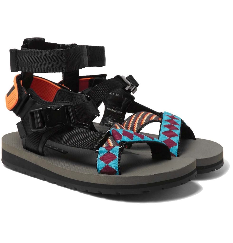 Prada Leather, Webbing And Rubber Sandals_1