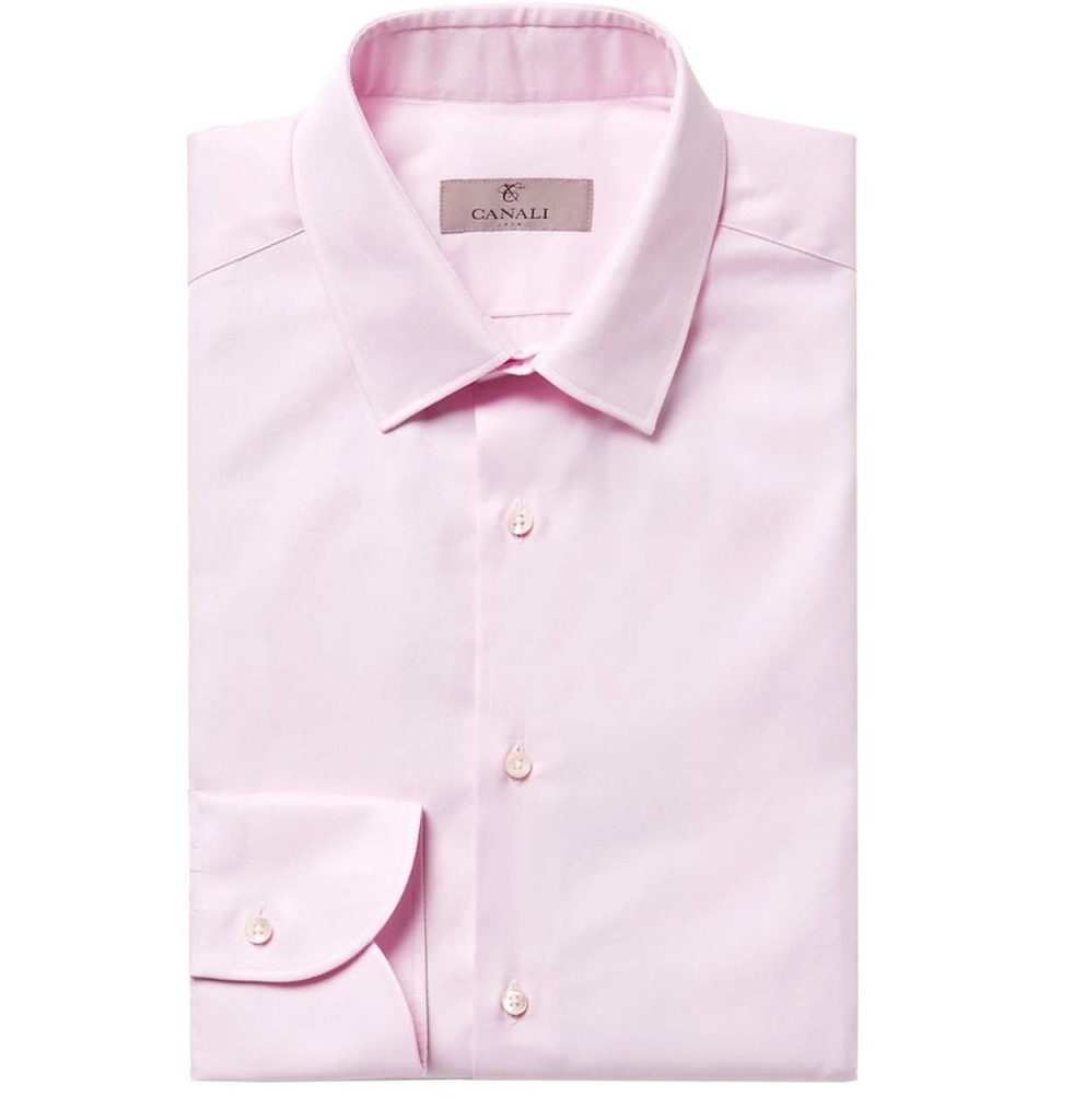 Canali Pink Slim-Fit Textured-Cotton Shirt_1