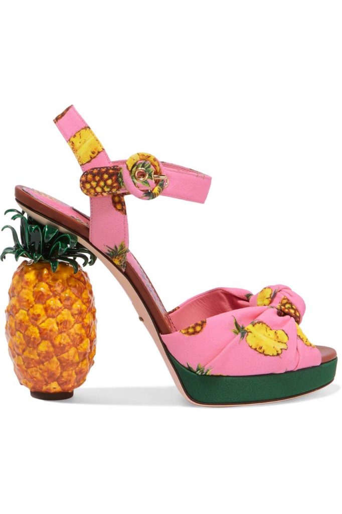 Dolce & Gabbana Knotted Printed Crepe Platform Sandals