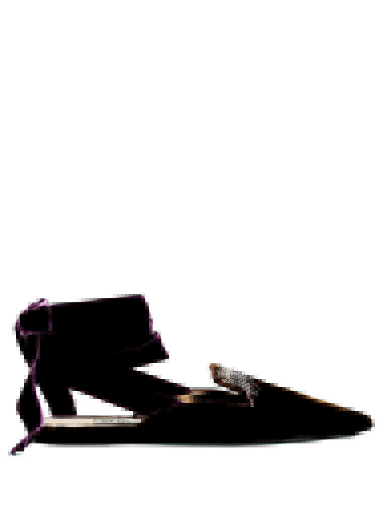 Attico Anne Crystal-embellished Velvet Backless Loafers_1
