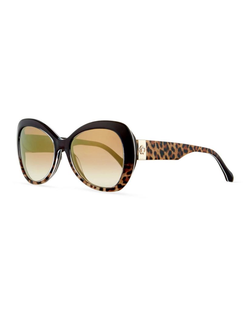 Roberto Cavalli Two-Tone Leopard-Print Butterfly Sunglasses