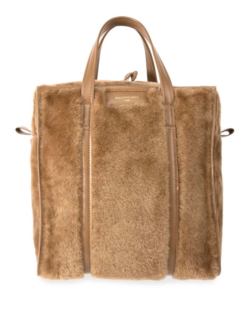 Balenciaga Bazar Shopper Small Shearling Fur Bag