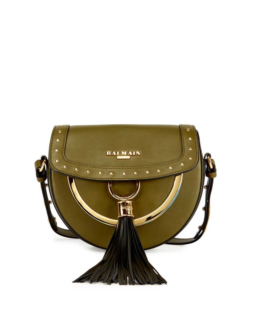 Balmain Domain 18 Leather Saddle Bag