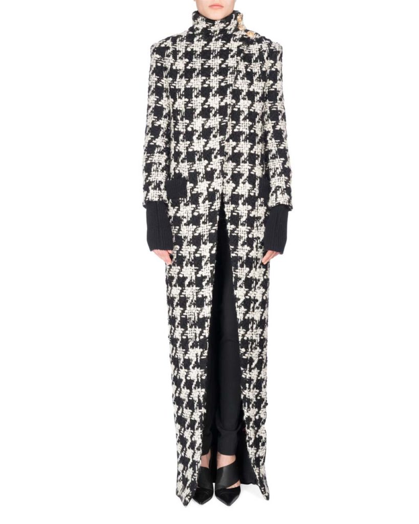 Balmain Long Oversized Houndstooth Coat