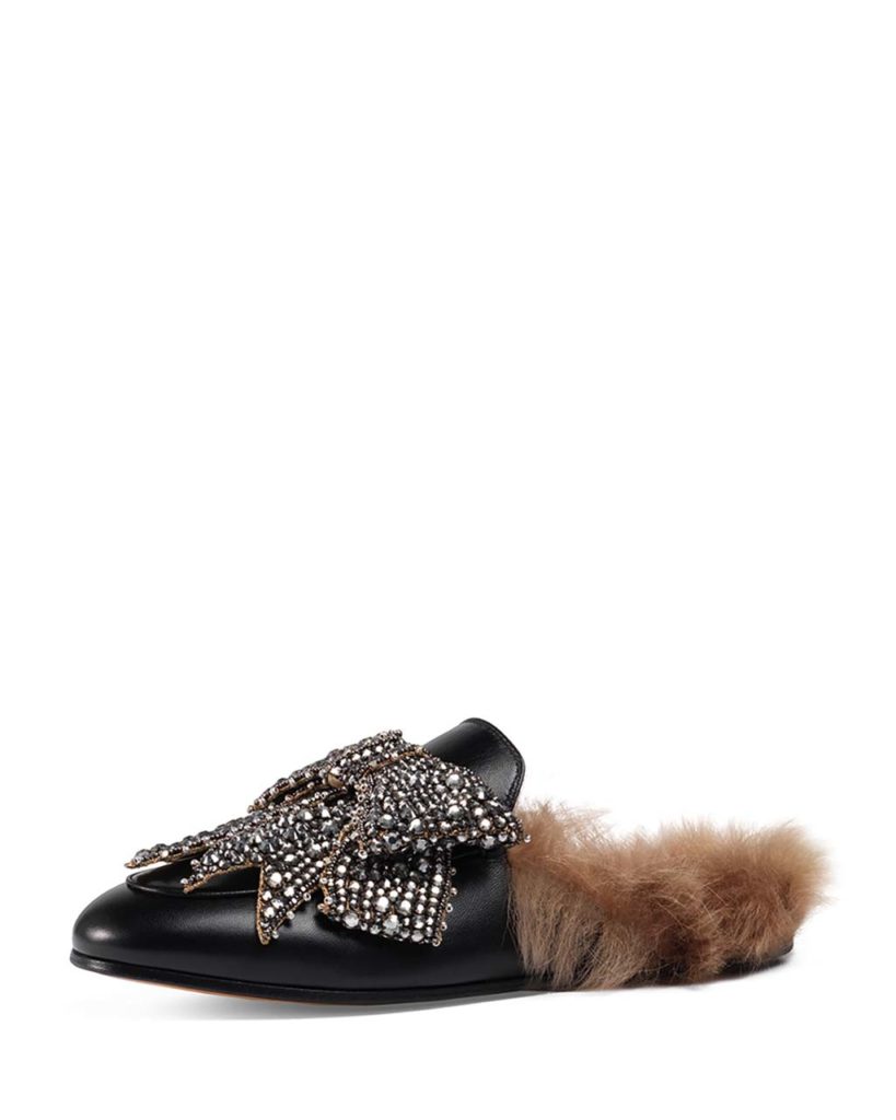 Gucci Princetown Bow Fur-Lined Mule