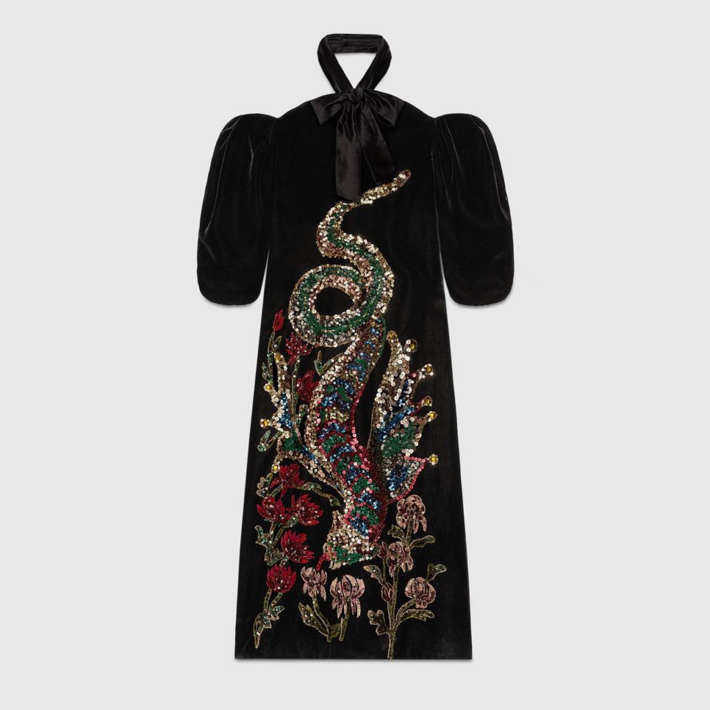 Gucci Sequin Embroidered Velvet Gown