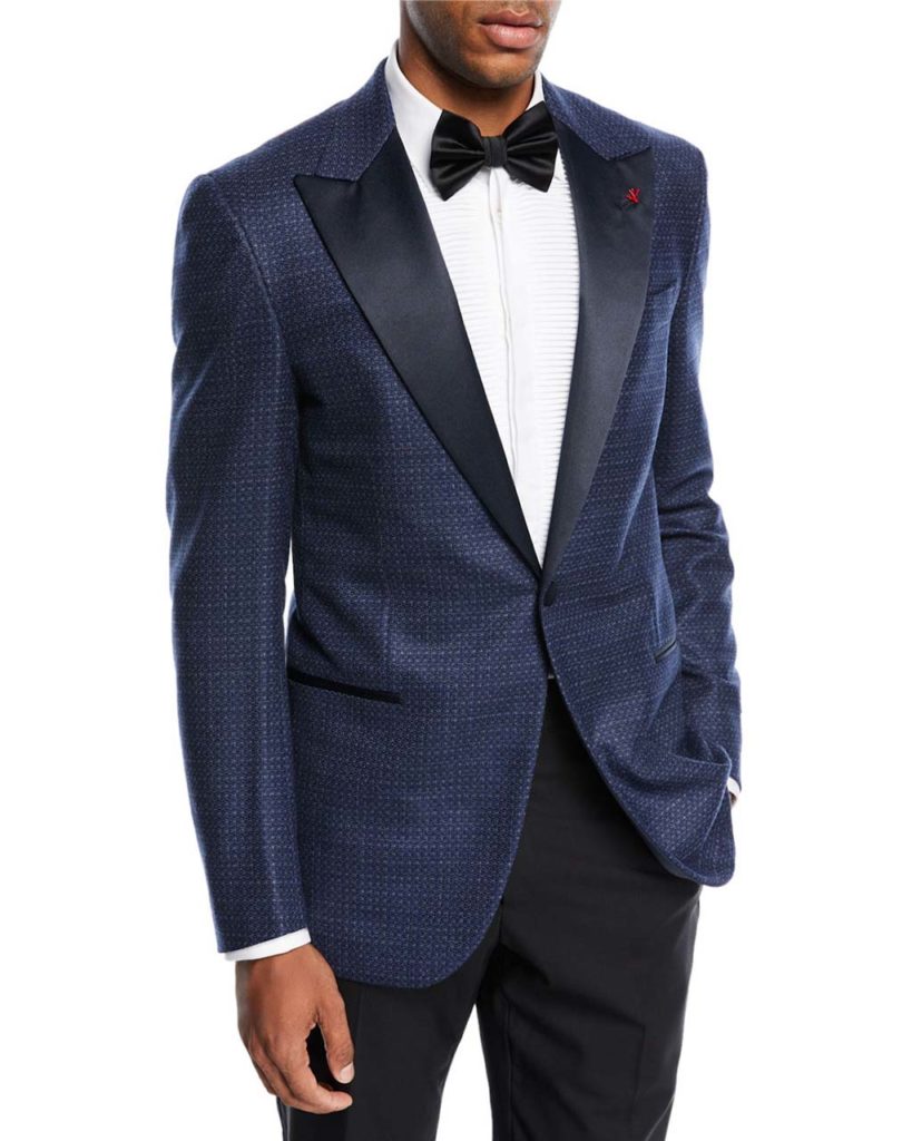 Isaia Textured Satin-Lapel Dinner Jacket