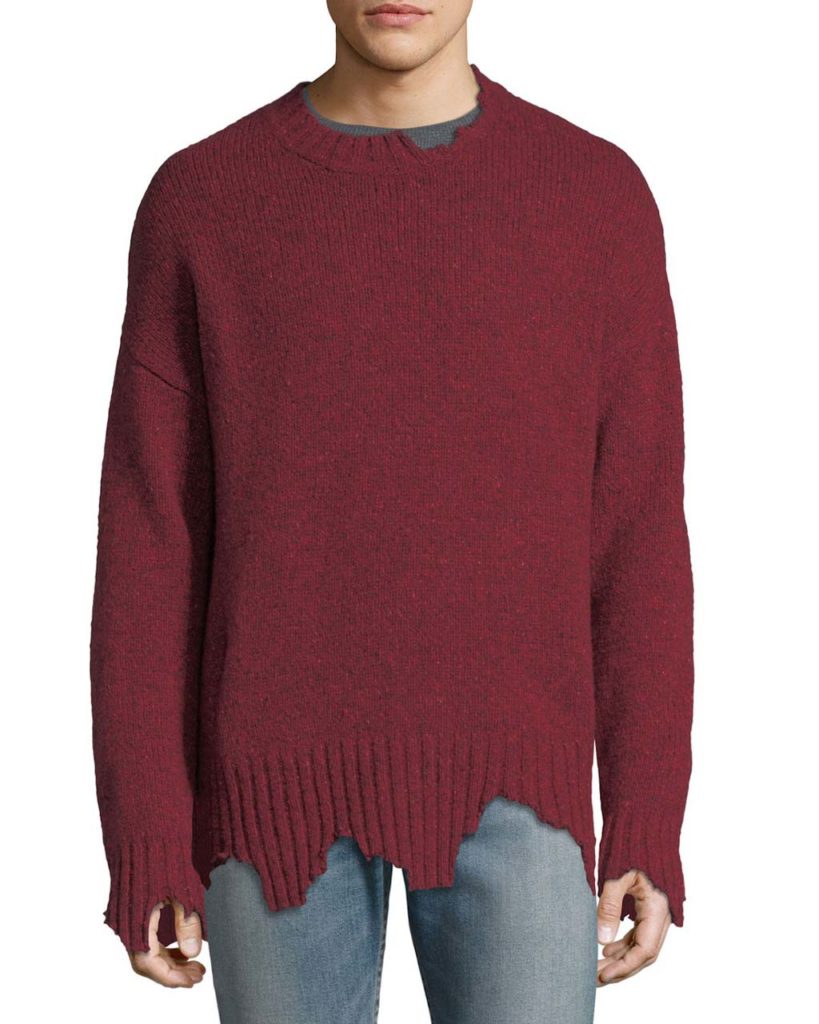 Ovadia & Sons Oversize Distressed Crewneck Sweater