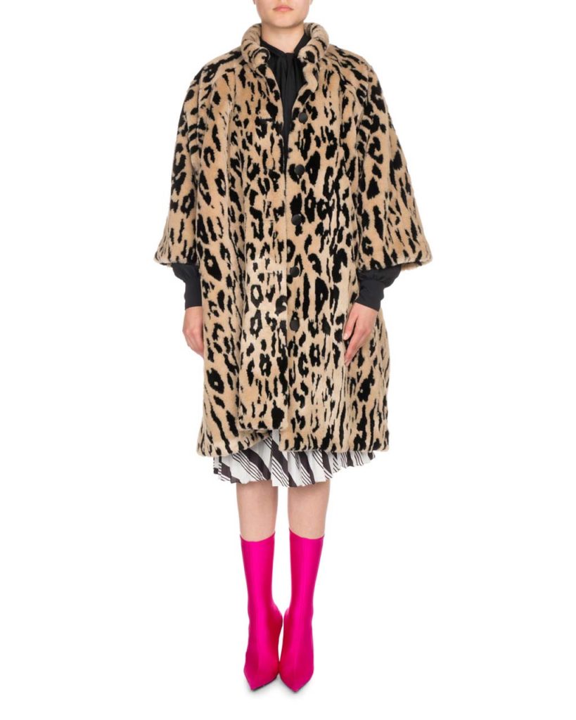 Balenciaga Leopard-Print Faux Fur Opera Coat
