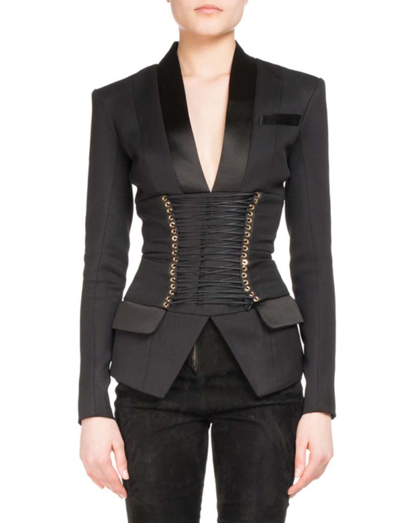 Balmain Corset-Belt Tuxedo Jacket