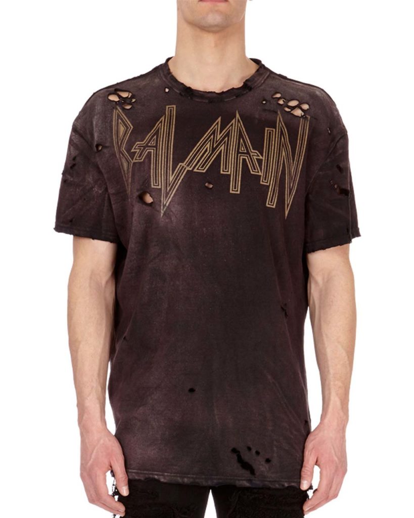 Balmain Dirty Distressed Logo T-Shirt