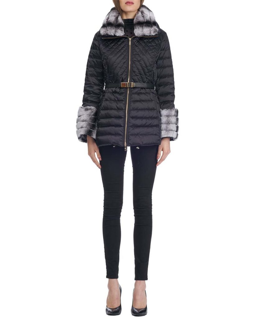 _Gorski Zip-Front Belted Quilted Après-Ski Jacket with Rex Rabbit Fur