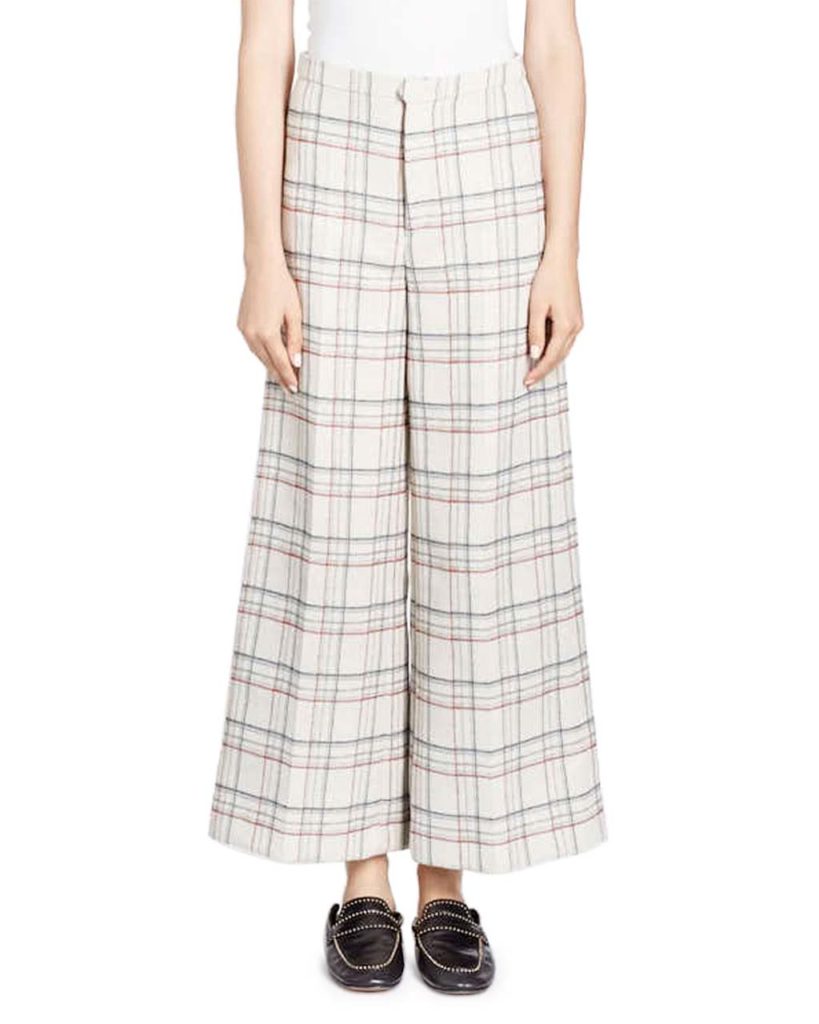 Isabel Marant Trevi Prince Of Wales Check Wide-Leg Cropped Pants