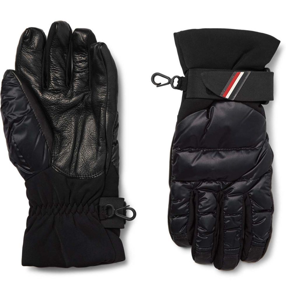 Moncler Grenoble Panelled Leather and Quilted-Shell Down Ski Gloves