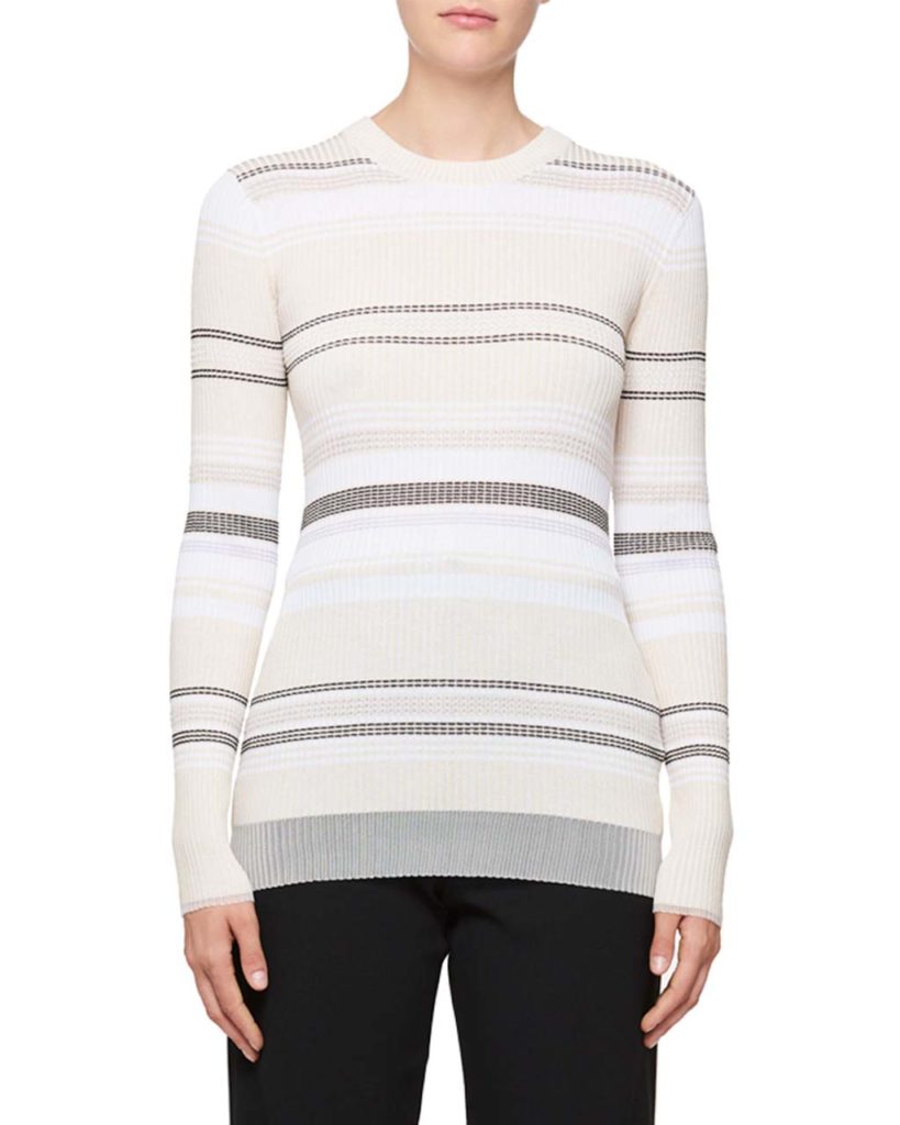 Proenza Schouler Long-Sleeve Stripe Ribbed Sweater