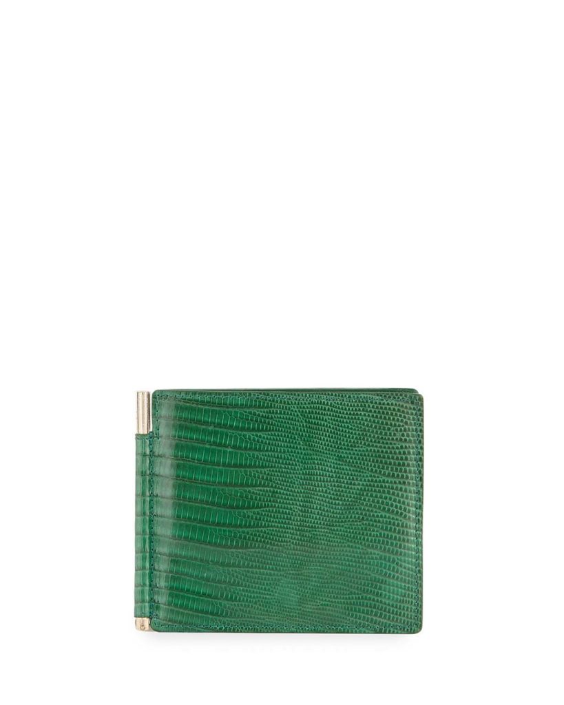 TOM FORD Lizard & Leather Bi-fold Wallet W_Money Clip