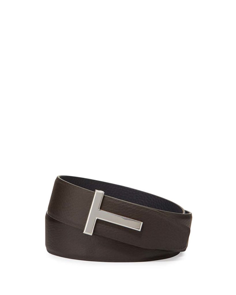 TOM FORD T-Buckle Calf Leather Belt