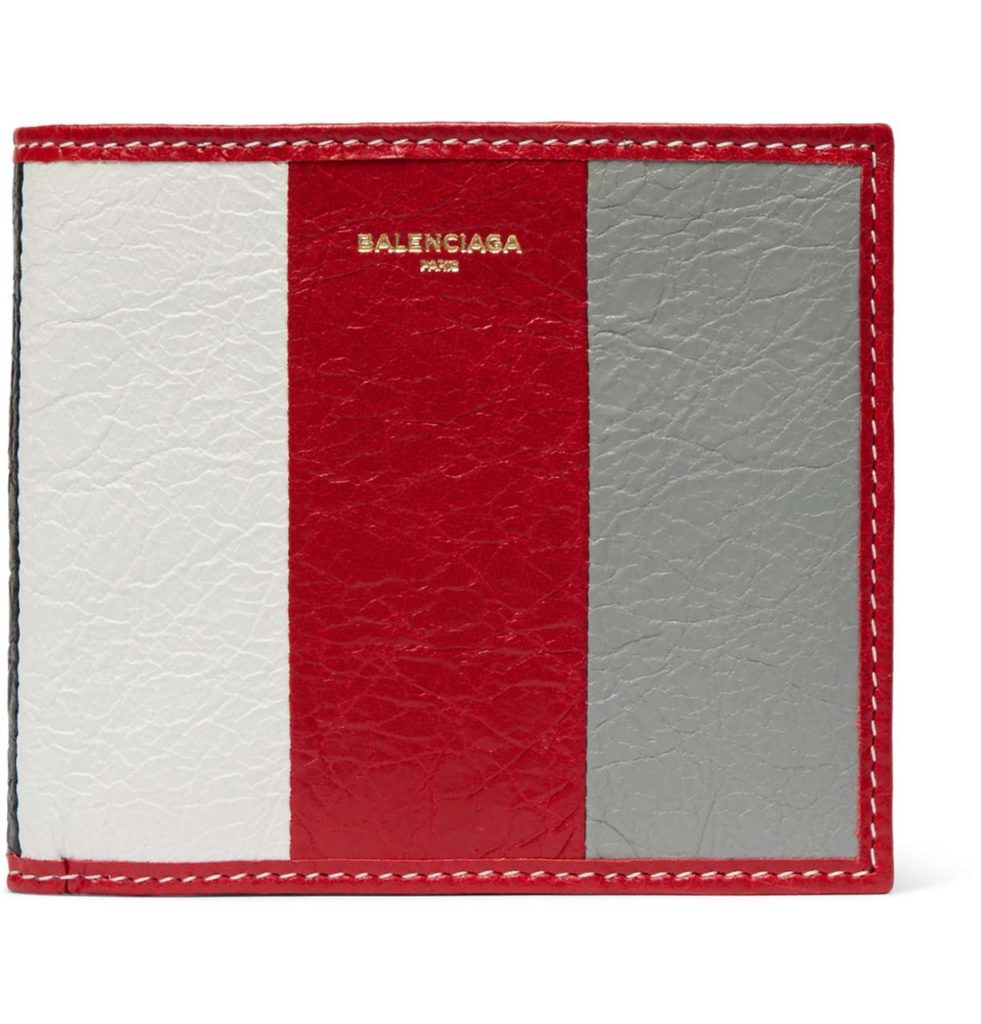 Balenciaga Bazar Striped Textured-Leather Billfold Wallet