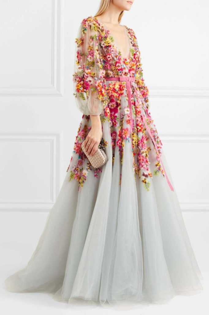 Marchesa Embellished Appliquéd Tulle Gown