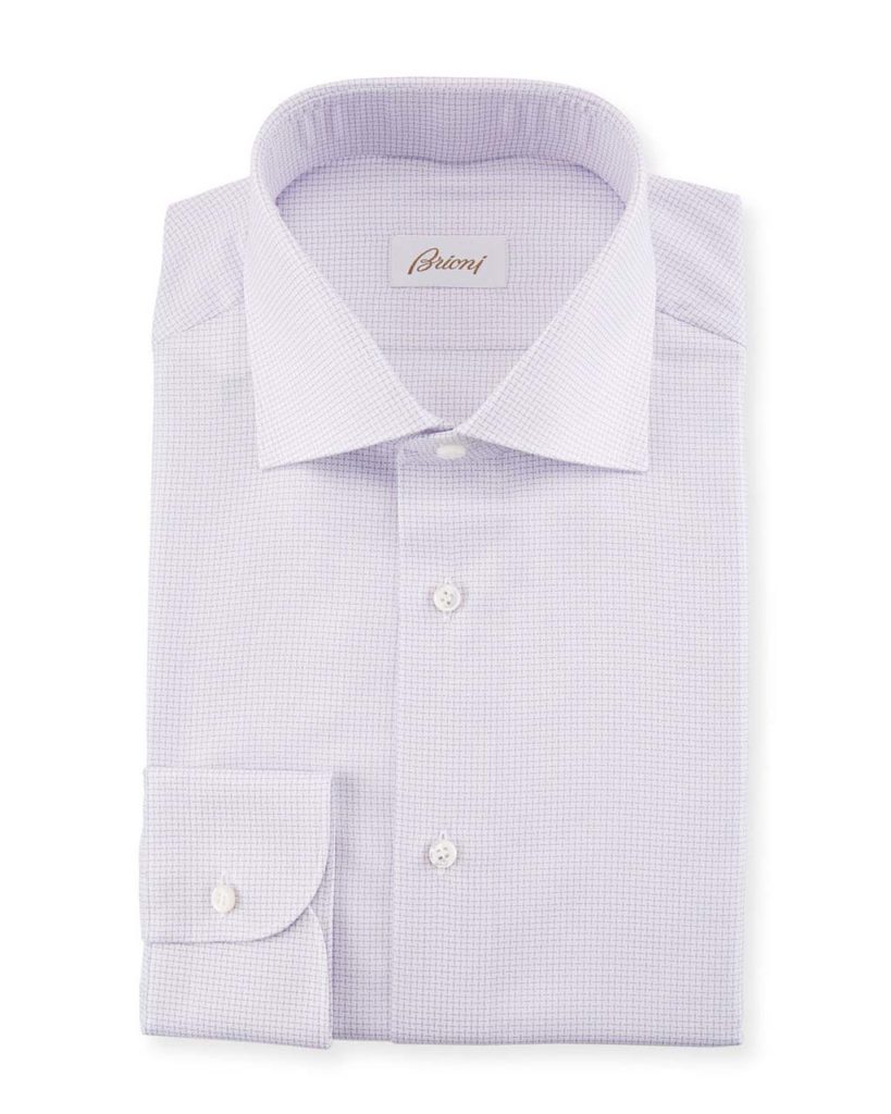 Brioni Basketweave Cotton-Silk Dress Shirt