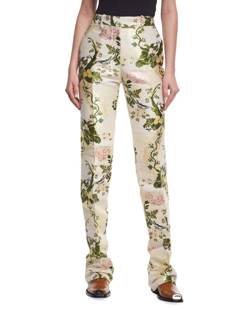 CALVIN KLEIN 205W39NYC Floral Brocade Straight-Leg Pants