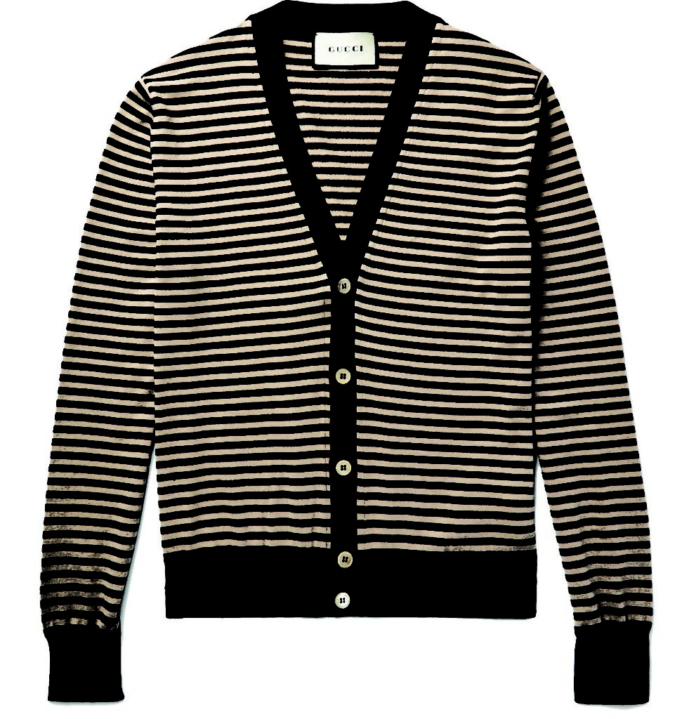 Gucci Striped Cotton and Cashmere-Blend Cardigan_1