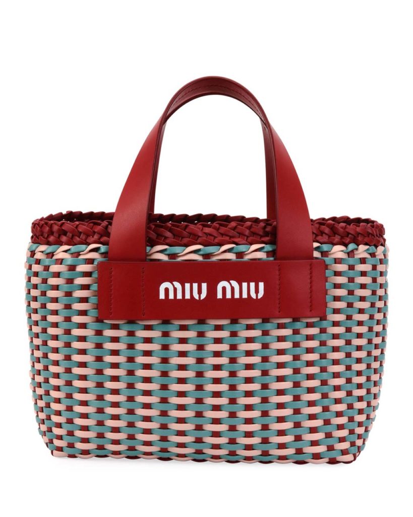 Miu Miu Woven Patch Small Tote Bag