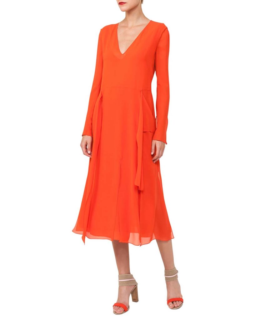 Akris Long-Sleeve V-Neck Silk Carwash Dress