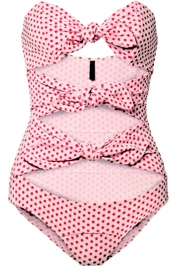 Lisa Marie Fernandez Triple Poppy Knotted Polka-Dot Stretch-Crepe Swimsuit_1