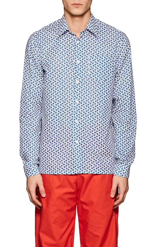 Prada Palm-Tree-Print Cotton Poplin Shirt