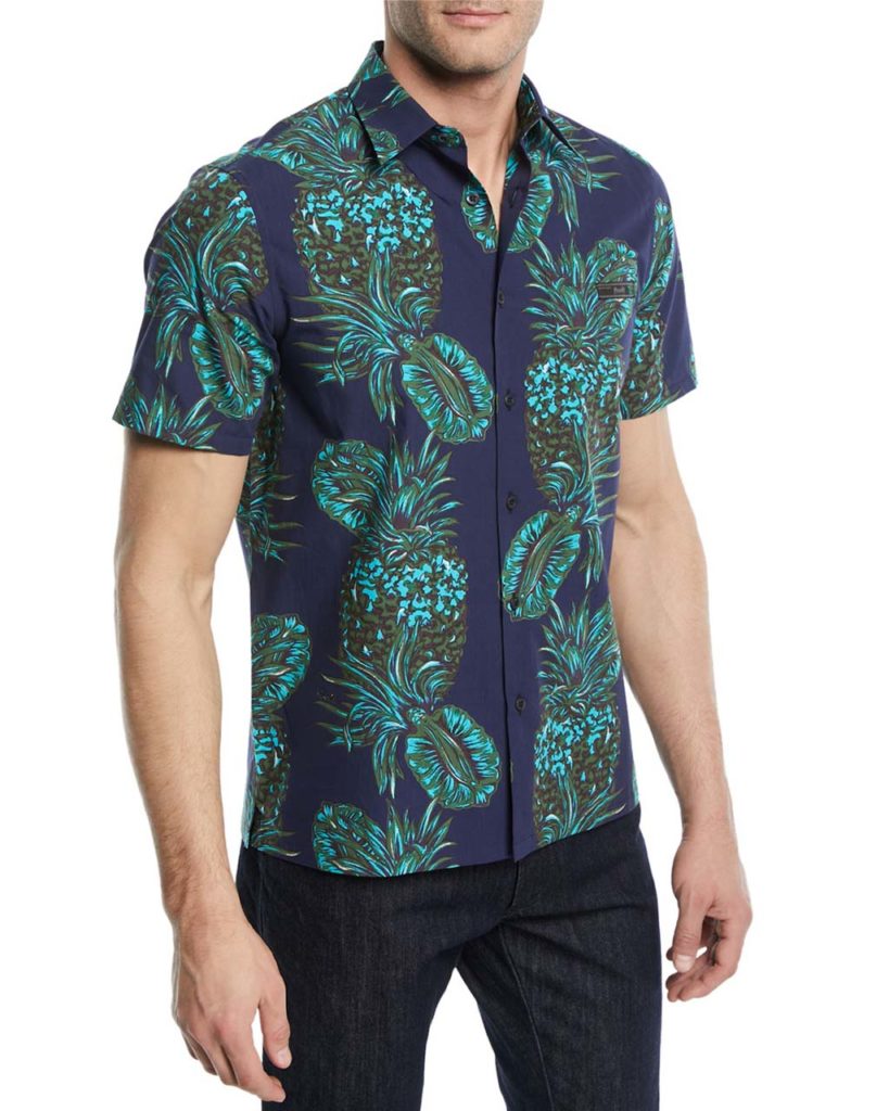 Prada Pineapple-Print Short-Sleeve Sport Shirt