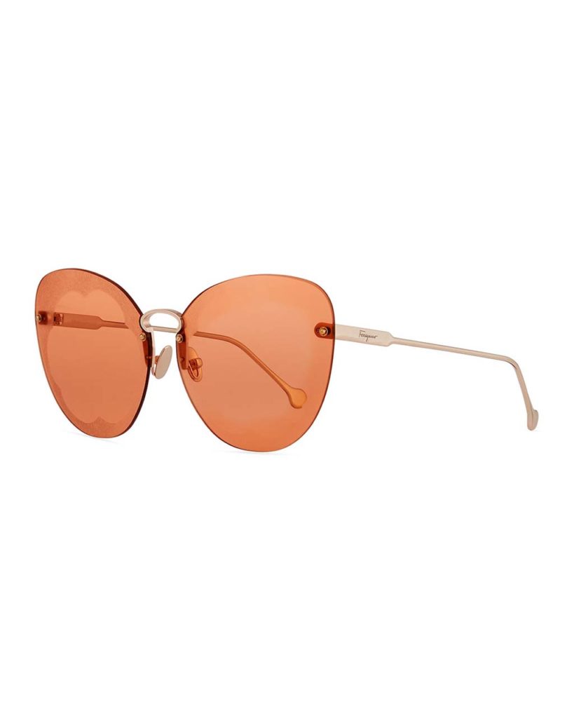 Salvatore Ferragamo Fiore Rimless Cat-Eye Sunglasses