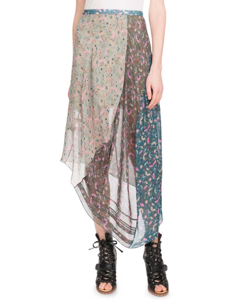 Chloe Garden-Print Asymmetric-Hem Mid-Calf Georgette Skirt_1