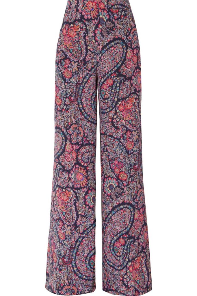 Etro Printed Silk Crepe de Chine Wide-Leg Pants_1