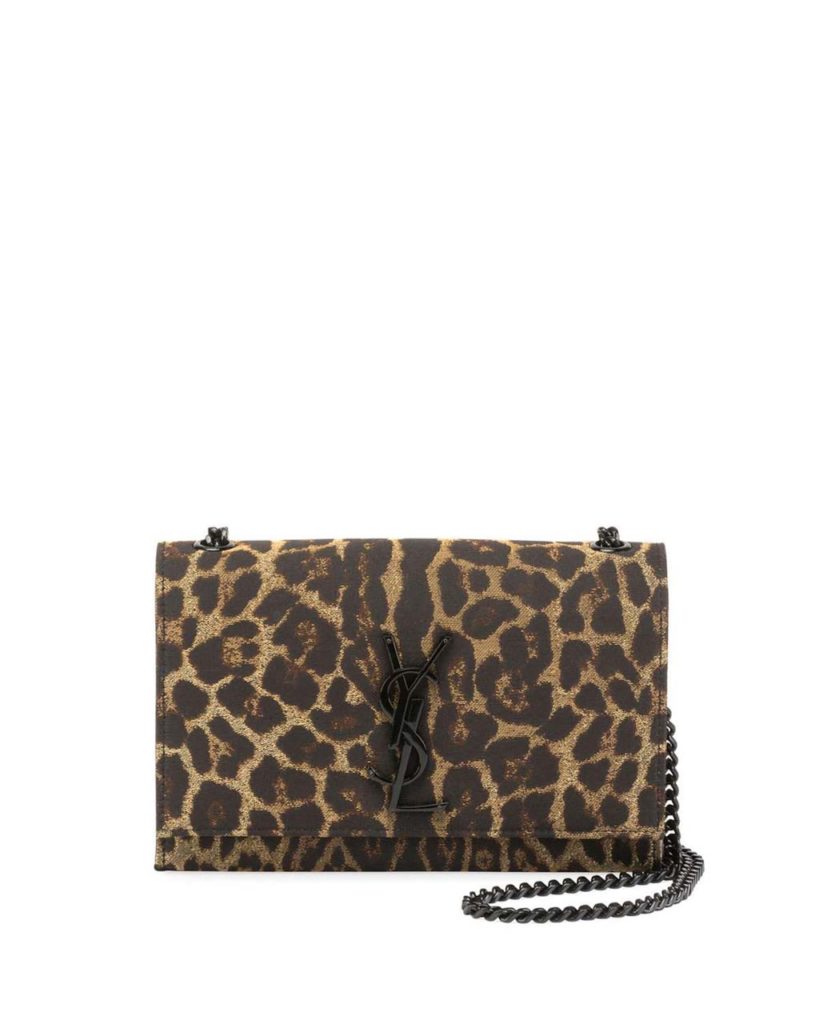 Saint Laurent Kate Monogram Small Leopard Jacquard Crossbody Bag