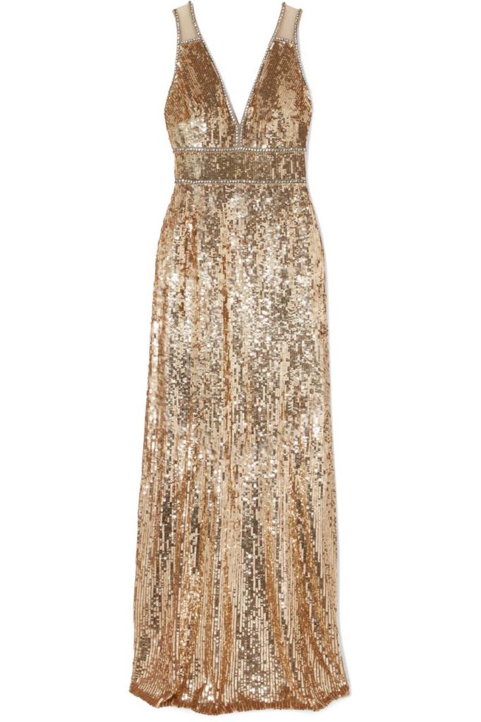 Jenny Packham Oriel Crystal-Embellished Sequined Tulle Gown